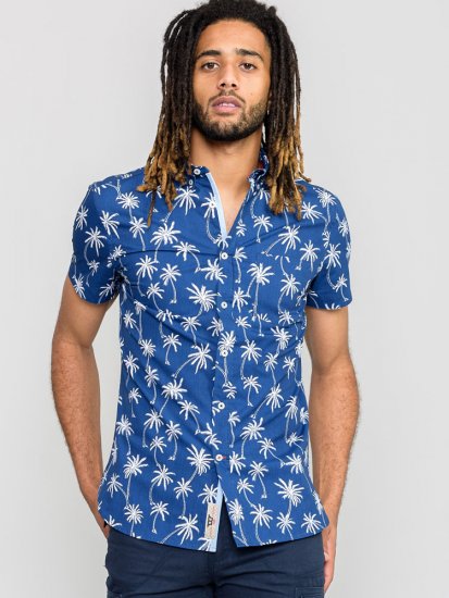 D555 BURLEY Palm Tree Print Shirt - Camisas - Camisas 2XL-10XL