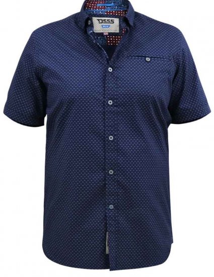 D555 Telford S/S Micro Ao Print Shirt Navy - Camisas - Camisas 2XL-10XL