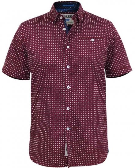 D555 Hillcrest S/S Micro Ao Print Shirt Burgundy - Camisas - Camisas 2XL-10XL