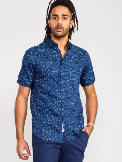 D555 Tristain S/S Floral Ao Print Shirt Navy - Camisas - Camisas 2XL-10XL