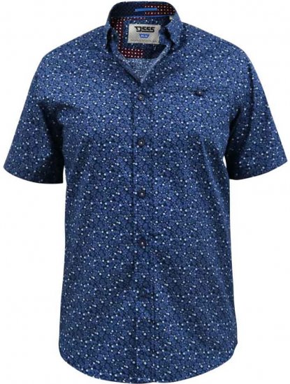 D555 Tristain S/S Floral Ao Print Shirt Navy - Camisas - Camisas 2XL-10XL
