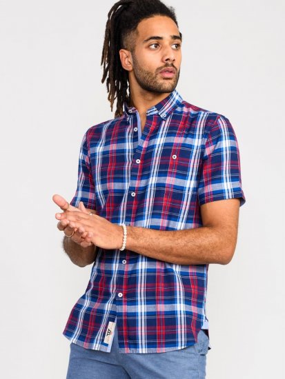 D555 Portland Check Button Down Collar S/S Shirt - Camisas - Camisas 2XL-10XL