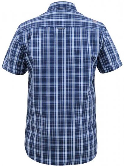 D555 Walcot Check Button Down Collar S/S Shirt Navy - Camisas - Camisas 2XL-10XL