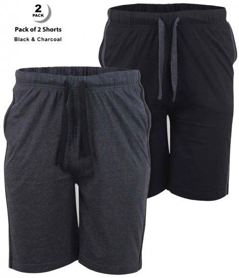 D555 Ryan Jersey Shorts 2-pack Black/Charcoal - Pantalones y cortos de chándal - Pantalones y Pantalones cortos de chándal - 2XL-12XL