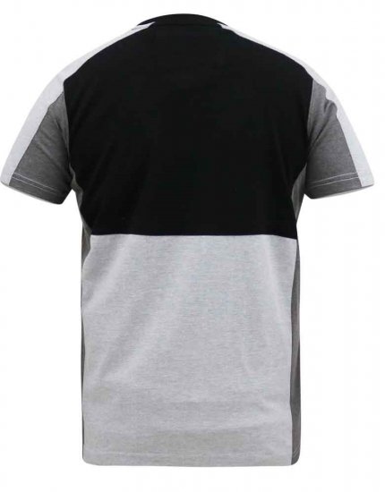D555 Felix Couture Crew Neck Cut And Sew T-Shirt Black/Charcoal - Camisetas - Camisetas - 2XL-14XL