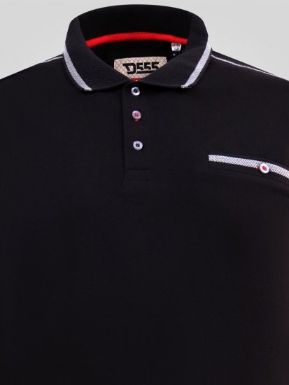 D555 Potts Jersey Polo With Jacquard Collar & Cuffs Negro - Polos - Polos 2XL-8XL