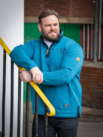 D555 Conway 1 1/4 Zip Neck Fleece Sweatshirt With Bear Logo Teal - Sudaderas - Sudaderas 2XL-12XL
