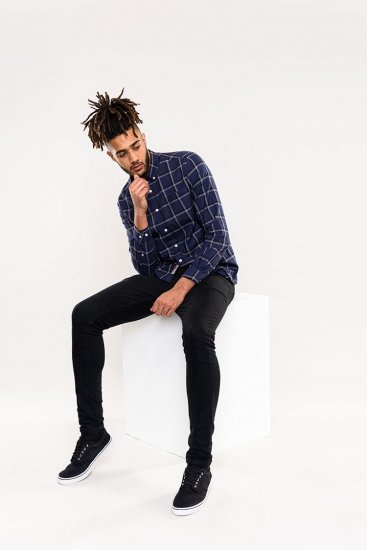 D555 Townsville Check Button Down Collar Shirt Navy - Camisas - Camisas 2XL-10XL