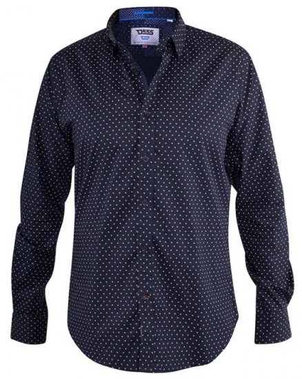 D555 Adelaide Long Sleeve Printed Shirt Navy - Camisas - Camisas 2XL-10XL