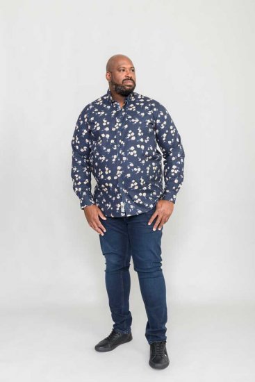 D555 Rooksey Floral Print Shirt Navy - Camisas - Camisas 2XL-10XL