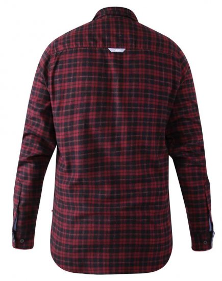 D555 Holton Dark Red Checked Flannel Shirt - Camisas - Camisas 2XL-10XL