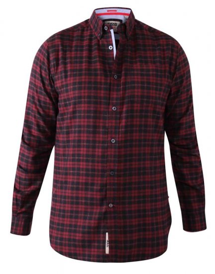 D555 Holton Dark Red Checked Flannel Shirt - Camisas - Camisas 2XL-10XL