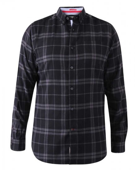 D555 Harwich Flannel Check Shirt Black - Camisas - Camisas 2XL-10XL