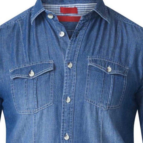 D555 Adcock Long Sleeve Vintage Denim Shirt - Camisas - Camisas 2XL-10XL