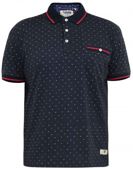 D555 Ashwell Ao Printed Polo Shirt Dark Navy - Polos - Polos 2XL-8XL