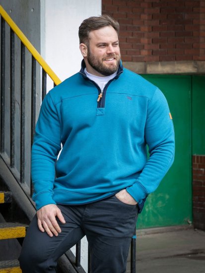 D555 Conway 1 1/4 Zip Neck Fleece Sweatshirt With Bear Logo Teal - Sudaderas - Sudaderas 2XL-12XL