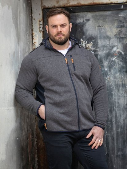 D555 Conrad Detachable Hood Bonded Fleece Zip Through Hoody Azul marino - Sudaderas - Sudaderas 2XL-12XL