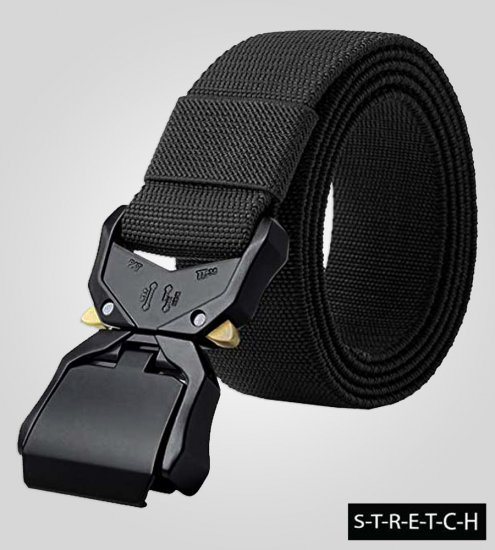 D555 Dale Tactical Stretch Webbing Belt with Heavy Duty Quick Release Buckle Black - Cinturones - Cinturones W40-W70/2XL-8XL