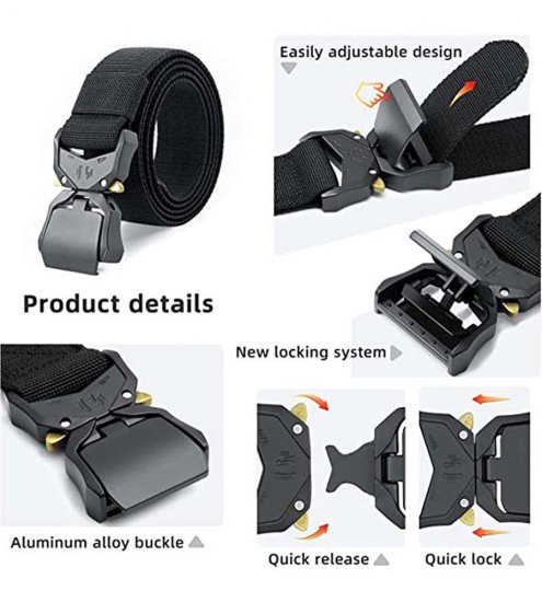 D555 Dale Tactical Stretch Webbing Belt with Heavy Duty Quick Release Buckle Black - Cinturones - Cinturones W40-W70/2XL-8XL