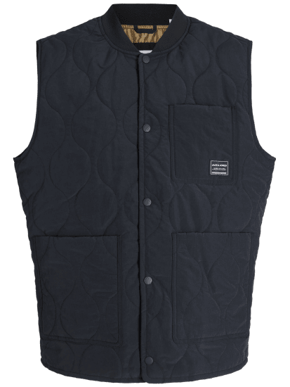 Jack & Jones Hero Liner Quilted Gilet Vest Black - Chalecos - Chalecos en tallas grandes