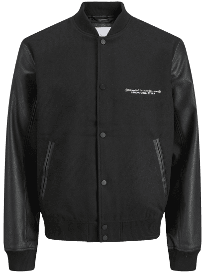 Jack & Jones Ross College Baseball Bomber Jacket Black - Chaquetas - Chaquetas Tallas Grandes 2XL-8XL