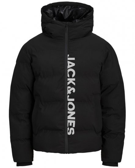 Jack & Jones Kaito Puffer Jacket Black With Print - Chaquetas - Chaquetas Tallas Grandes 2XL-8XL