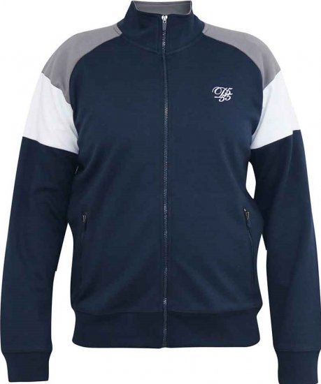 D555 JEFFREY Couture Zip Through Sweatshirt Navy - Sudaderas - Sudaderas 2XL-12XL