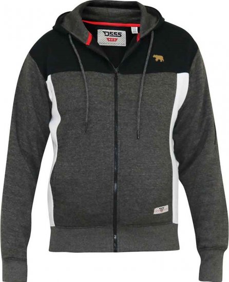 D555 NATHAN Full Zip Hoody With Cut And Sew Detail Black/Charcoal - Sudaderas - Sudaderas 2XL-12XL