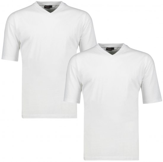 Adamo Maverick Comfort fit 2-pack V-neck T-shirt White - Camisetas - Camisetas - 2XL-14XL