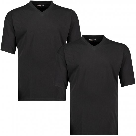 Adamo Maverick Comfort fit 2-pack V-neck T-shirt Black - Camisetas - Camisetas - 2XL-14XL