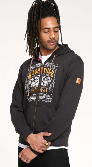 D555 KNEBWORTH Full Zip Hoody With Chest Print Black - Sudaderas - Sudaderas 2XL-12XL
