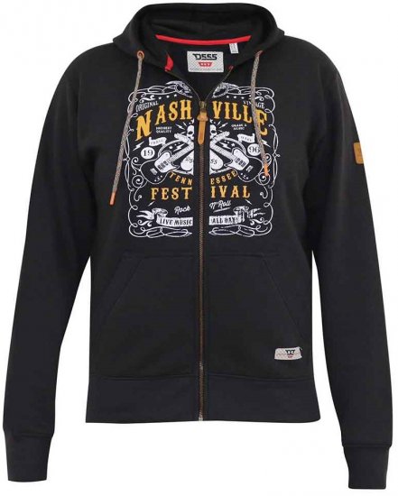 D555 KNEBWORTH Full Zip Hoody With Chest Print Black - Sudaderas - Sudaderas 2XL-12XL