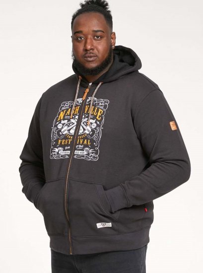 D555 KNEBWORTH Full Zip Hoody With Chest Print Black - Sudaderas - Sudaderas 2XL-12XL