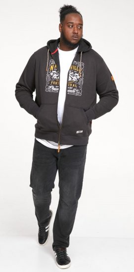 D555 KNEBWORTH Full Zip Hoody With Chest Print Black - Sudaderas - Sudaderas 2XL-12XL