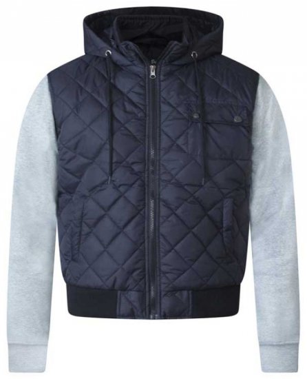 D555 Willie Hooded Quilted Jacket with Fleece sleeves - Chaquetas - Chaquetas Tallas Grandes 2XL-8XL