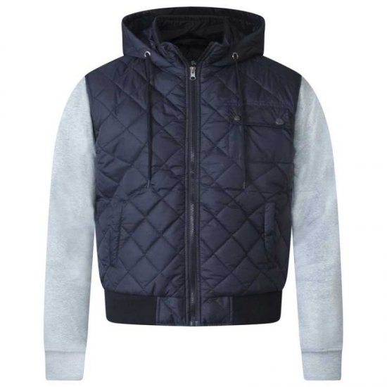D555 Willie Hooded Quilted Jacket with Fleece sleeves - Chaquetas - Chaquetas Tallas Grandes 2XL-8XL
