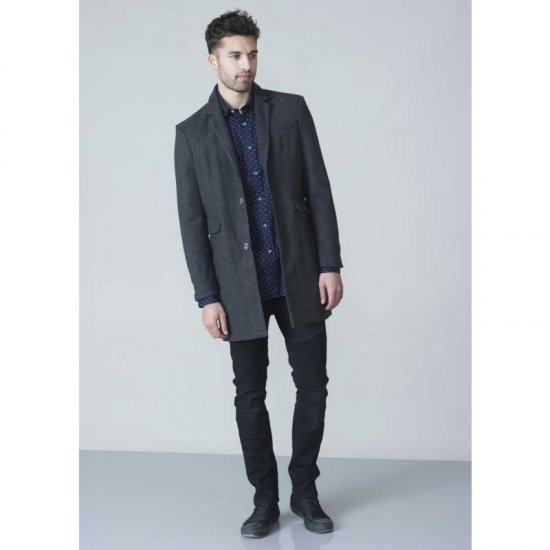 D555 Terry Checked Overcoat Charcoal - Chaquetas - Chaquetas Tallas Grandes 2XL-8XL