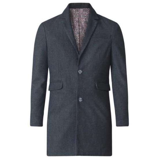 D555 Terry Checked Overcoat Charcoal - Chaquetas - Chaquetas Tallas Grandes 2XL-8XL