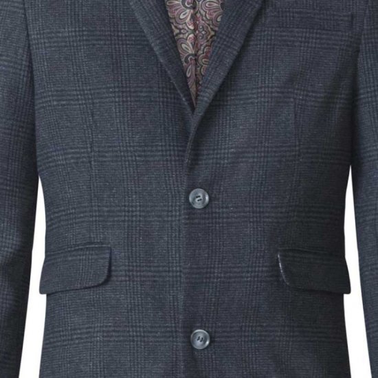D555 Terry Checked Overcoat Charcoal - Chaquetas - Chaquetas Tallas Grandes 2XL-8XL