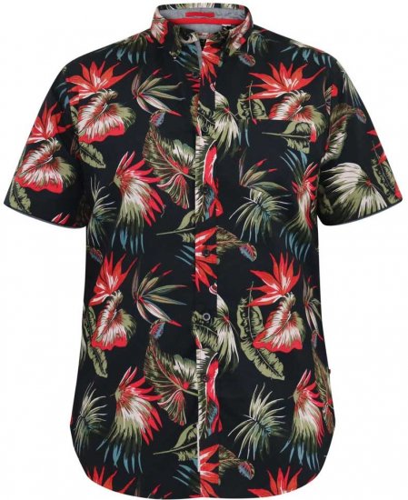 D555 LENNOX Hawaiian AO Print Shirt Black - Camisas - Camisas 2XL-10XL
