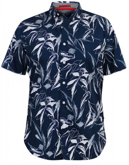 D555 FINLEY Hawaiian AO Print Shirt Navy - Camisas - Camisas 2XL-10XL