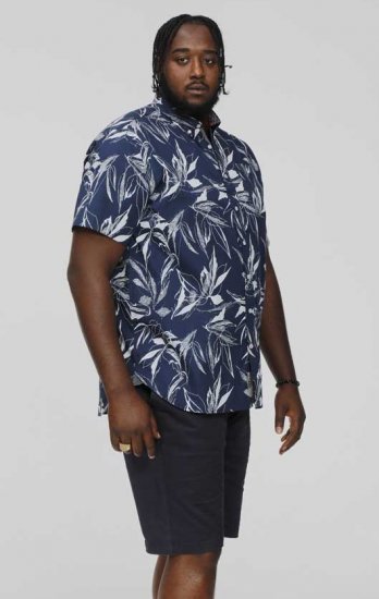 D555 FINLEY Hawaiian AO Print Shirt Navy - Camisas - Camisas 2XL-10XL