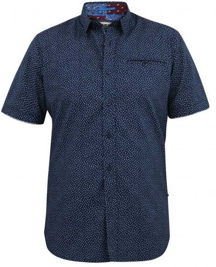 D555 BRODY S/S Micro AO Print Shirt Navy - Camisas - Camisas 2XL-10XL