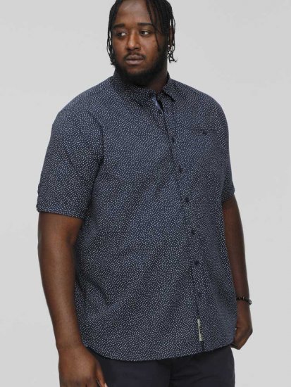 D555 BRODY S/S Micro AO Print Shirt Navy - Camisas - Camisas 2XL-10XL