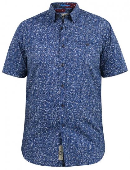 D555 KYLE S/S Micro AO Print Shirt Blue - Camisas - Camisas 2XL-10XL