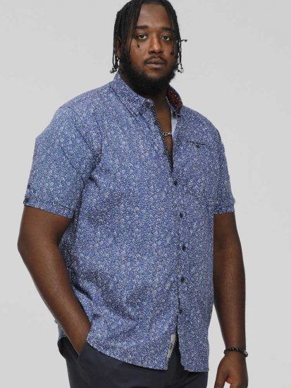D555 KYLE S/S Micro AO Print Shirt Blue - Camisas - Camisas 2XL-10XL