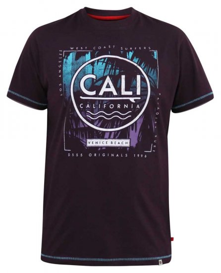 D555 NOVA Cali Surf Printed Crew Neck T-Shirt Plum - Camisetas - Camisetas - 2XL-14XL