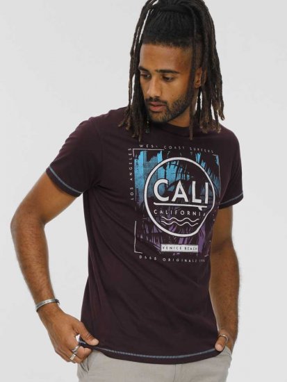 D555 NOVA Cali Surf Printed Crew Neck T-Shirt Plum - Camisetas - Camisetas - 2XL-14XL