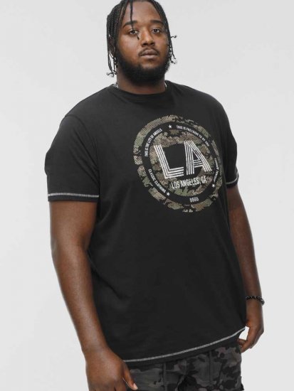 D555 BENNY LA Camo Printed Crew Neck T-Shirt Black - Camisetas - Camisetas - 2XL-14XL