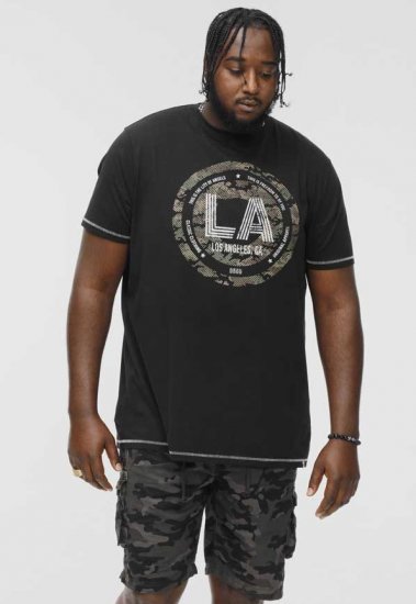 D555 BENNY LA Camo Printed Crew Neck T-Shirt Black - Camisetas - Camisetas - 2XL-14XL
